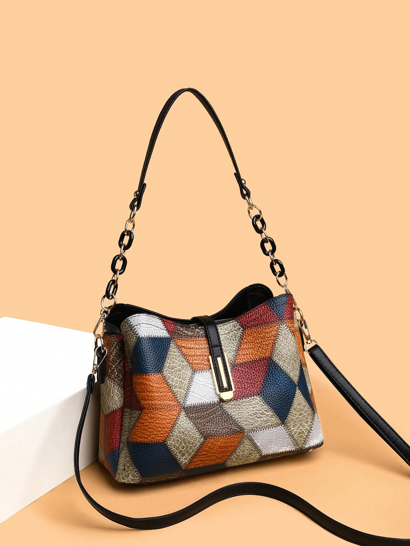 Sac à main géométrique en cuir