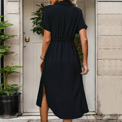 Robe d'Été Boutonnée à Taille Cintrée